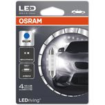 12V 0.5W (264/265) OSRAM LEDriving Single Blue Festoon Side-Tail-Interior Bulb 6441BL-01B, SV8.5-8 